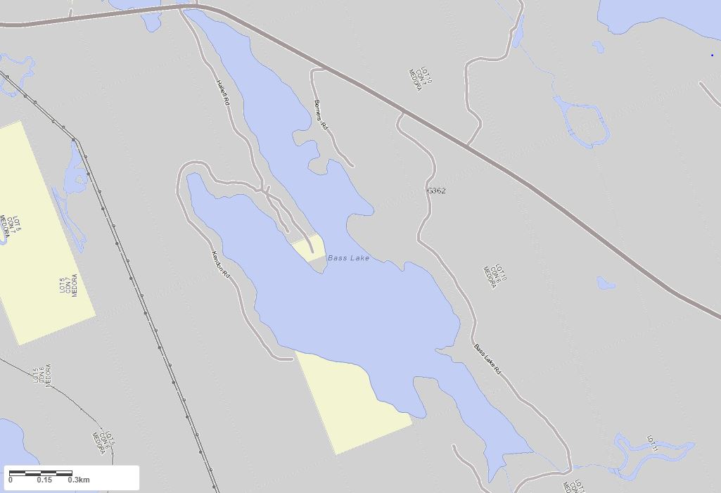 Crown Land Map of Bass Lake in Municipality of Muskoka Lakes and the District of Muskoka